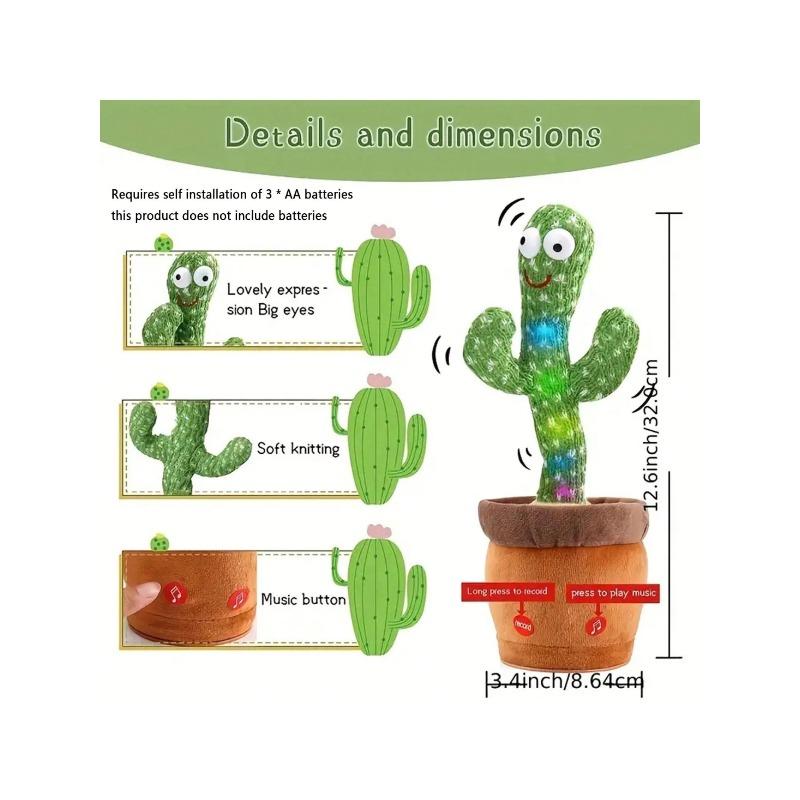1buc - Jucării cu cactus care dansează și vorbesc pentru bebeluși și fete, cântând care imită înregistrarea care repetă ceea ce spui Sunny Cactus Up Plus