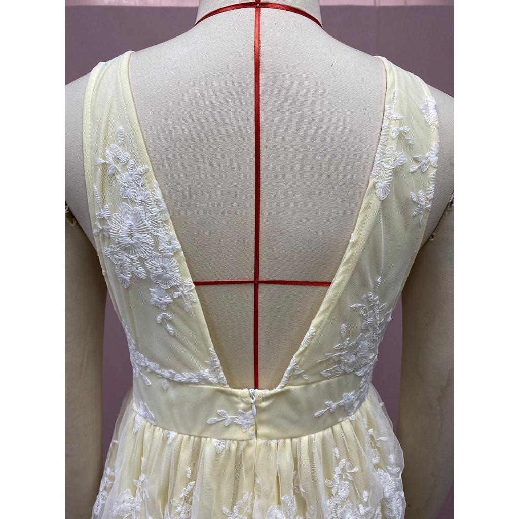 Women's Summer New Sheer Mesh Backless Dress - Deep V Neck Lace Long Gown with Spaghetti Straps, Elegant Evening Dress