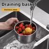 1PC Portable Kitchen Sink Drainer Basket Stainless Steel Removable Drain Rack Dry Wet Separation Hanging Drain Storage Basket