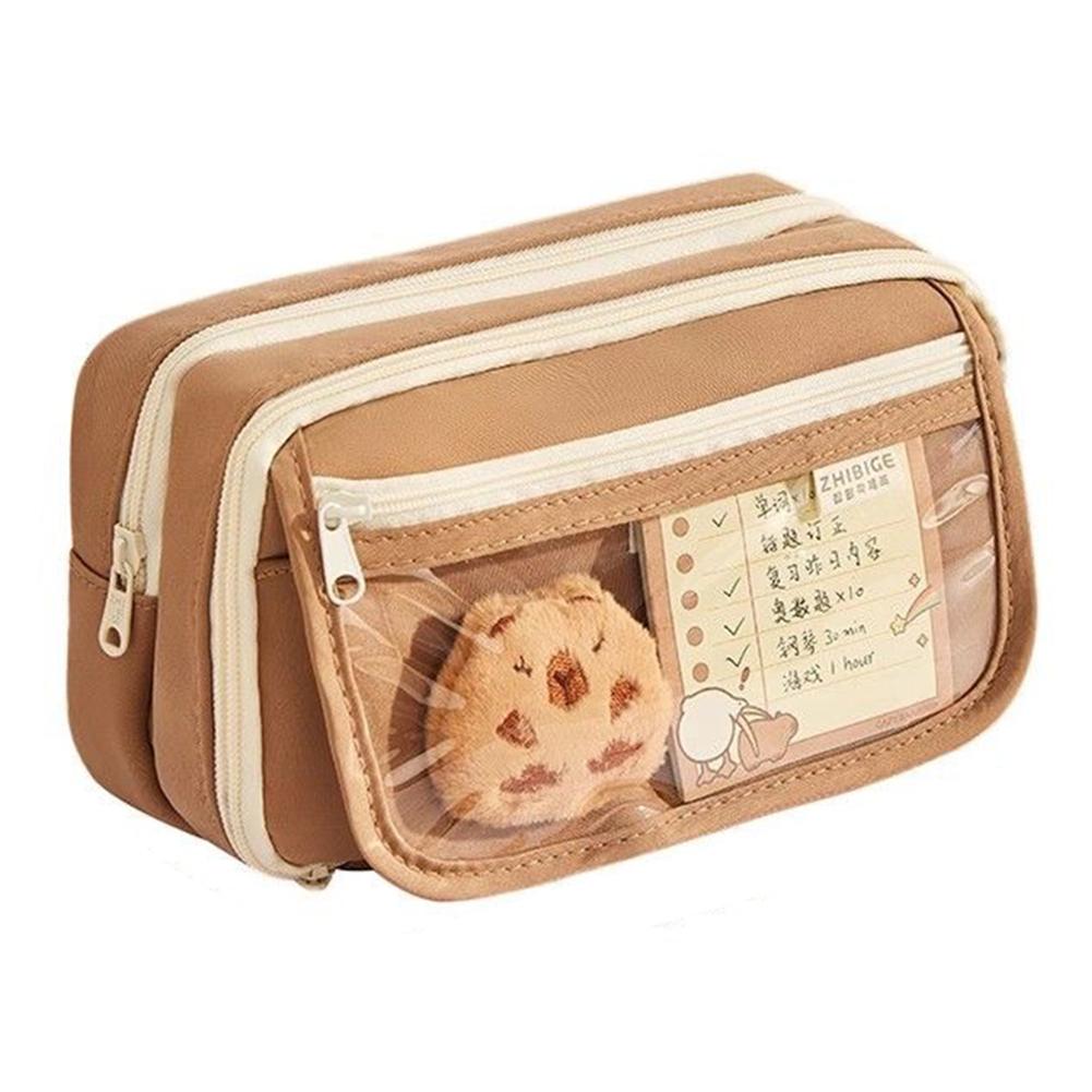 9-Layer Capybara Pencil Case with Stickers Kawaii Zipper Pencil Case Large Capacity Stationery Storage Pouch for Kids Stationery
