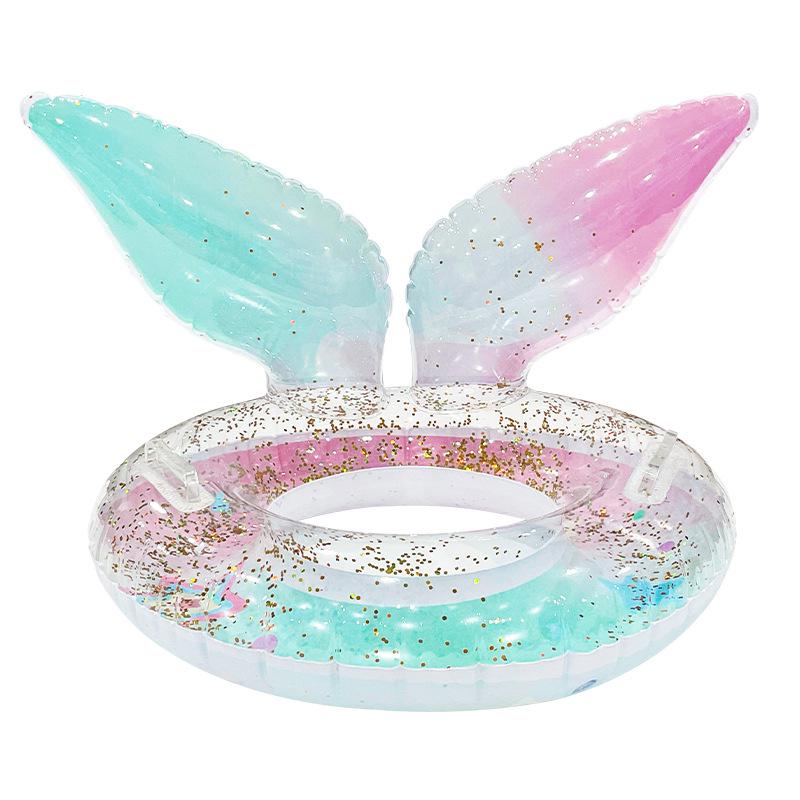 Starry Sky Sequin Mermaid Swim Ring: Thickened Inflatable Children's Float