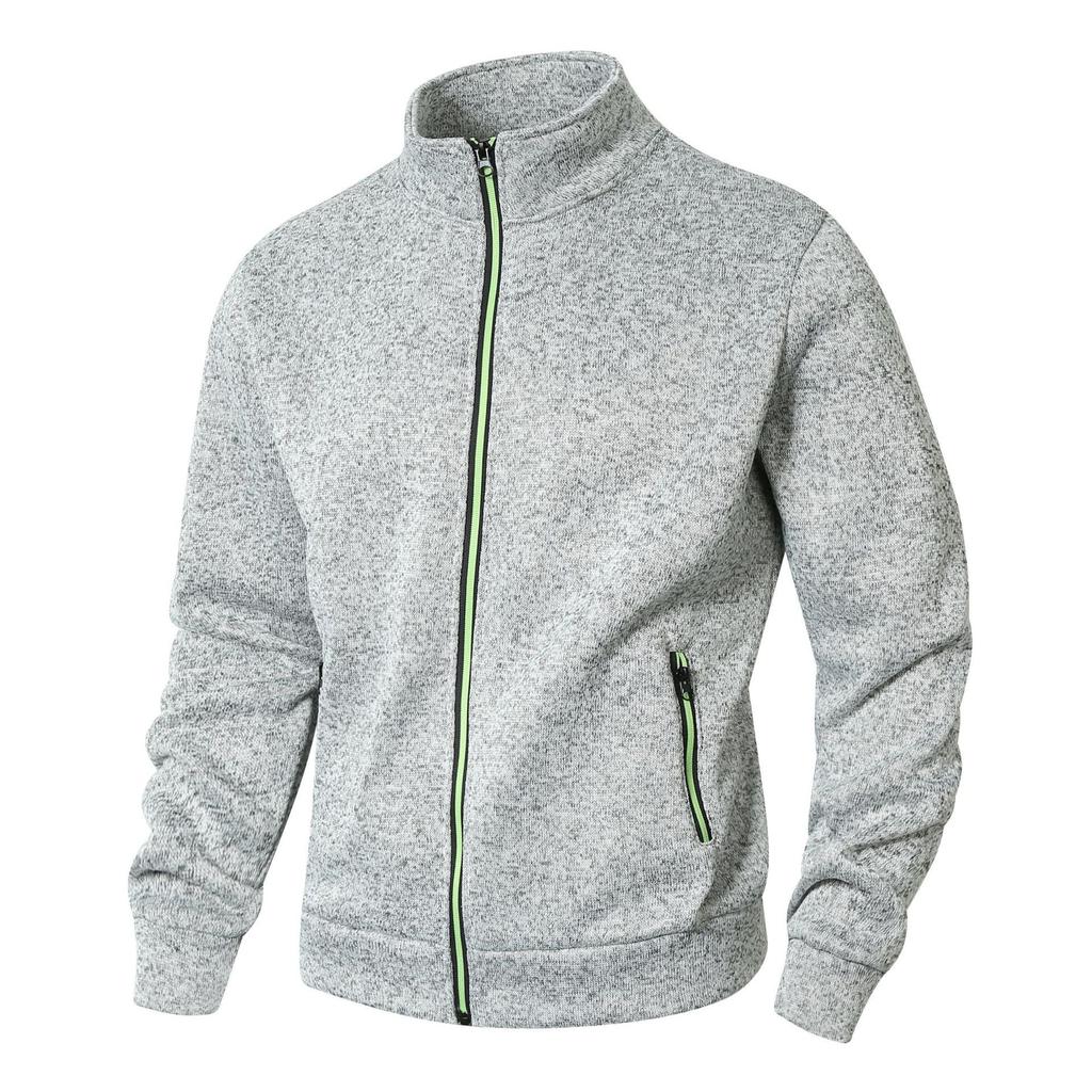 Men's Stand Collar Open Cardigan Sweater Ions Plush Knitted Coat
