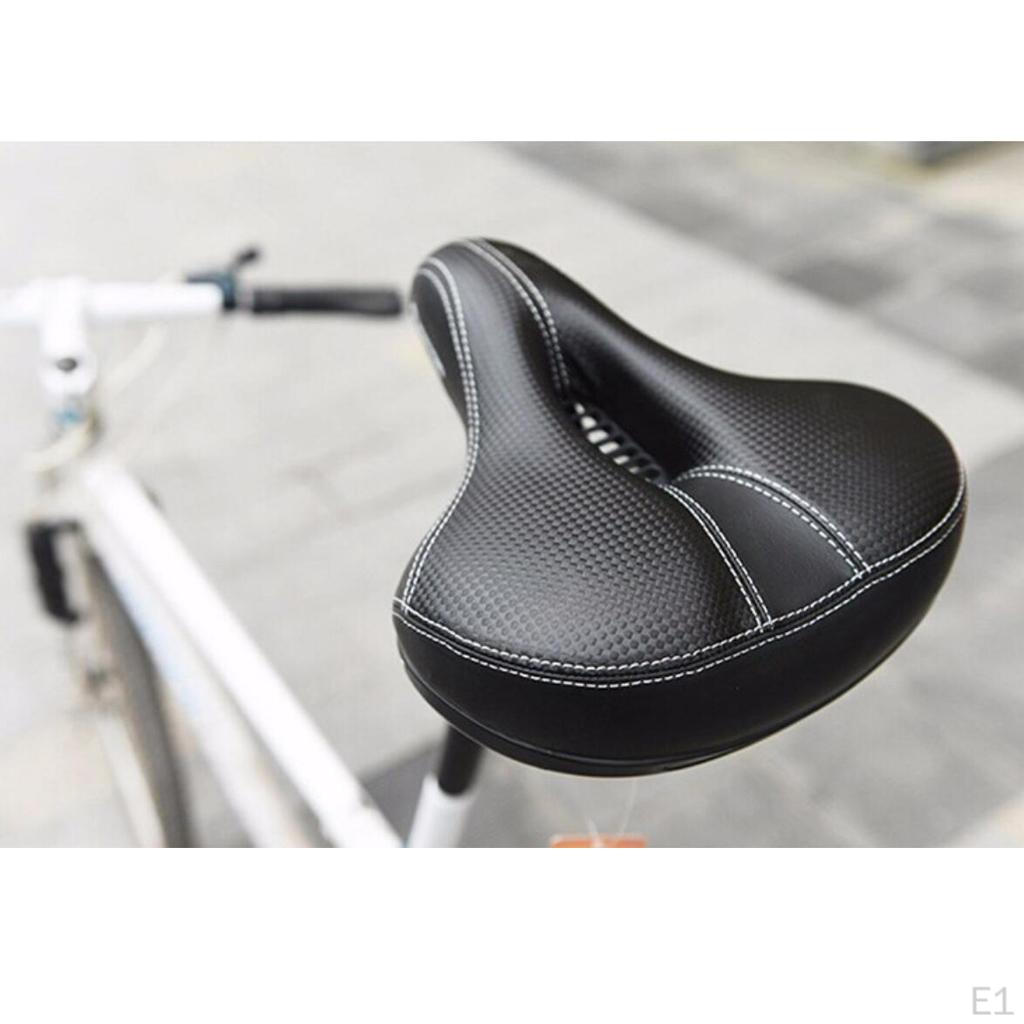 Bicycle Saddle With Dual Spring Shock Absorbing Leather Bike Seat