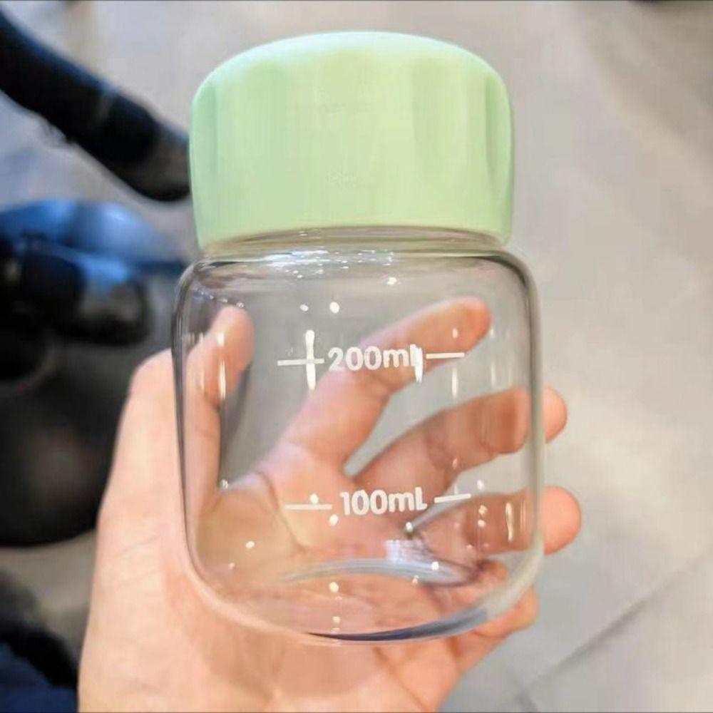 

Creative Borosilicate Glass Milk Cup 3 Colors Silicone Ring Coffee Mug Drinking Glasses Home Breakfast Cup Portable Mini Bottle зелений