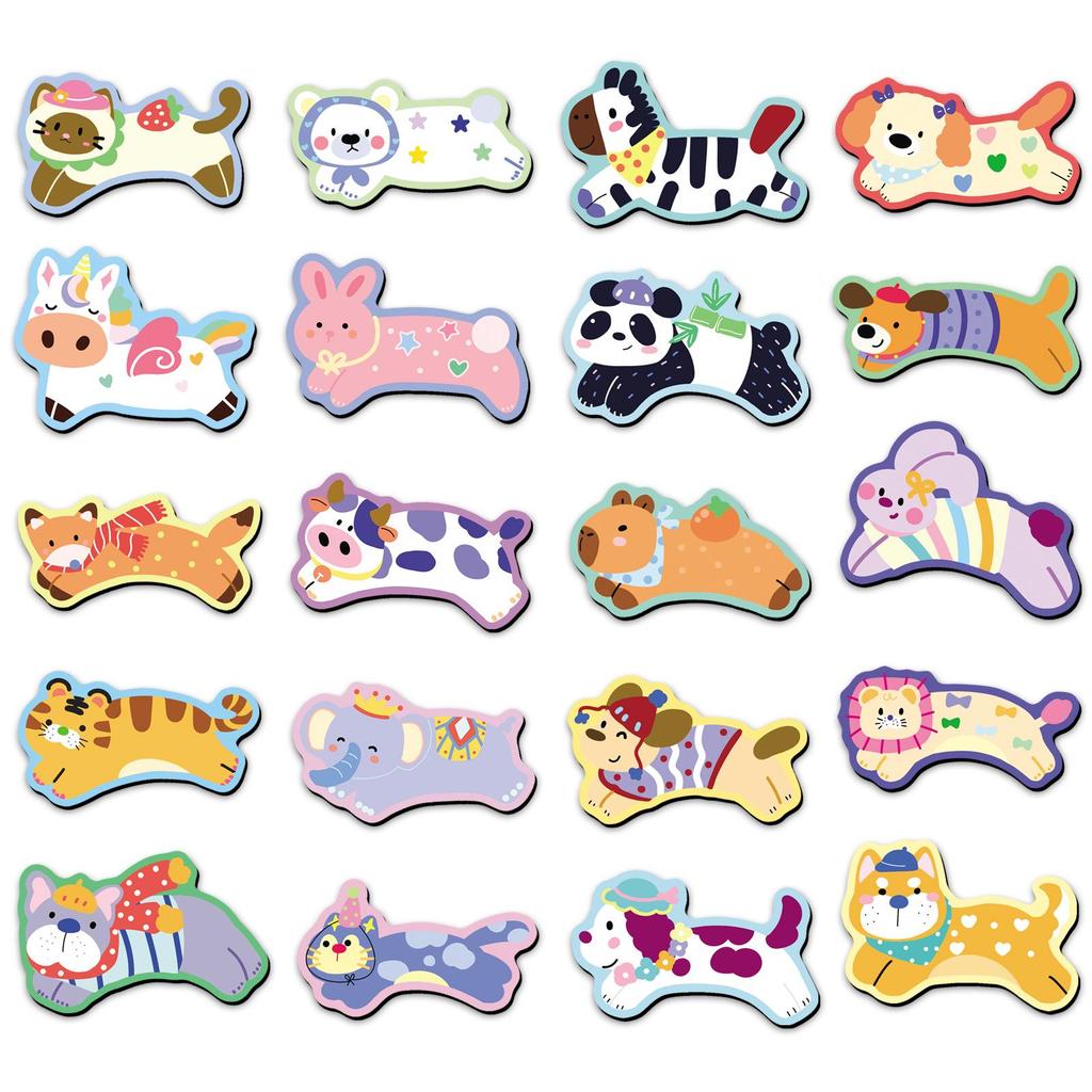 20 Cute Animal Fridge Magnets - Cats, Dogs, Cartoon Graffiti, Waterproof