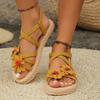New Fashion Hundred Women's Cross Strap Flower Sandals - Non-Slip Wearable Fairytale Style Indoor and Outdoor Summer Shoes