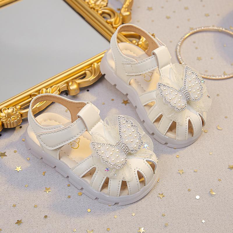 Kids Beach Shoes Princess Style for Girls Sandals Sweet Lace Bows 2025 Summer New Children Casual Shoes Soft Sole Size 15-26