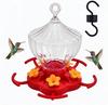 Kolibri-Futterspender 8 oz Rotes Acryl Kürbis Nektarspender 5 Blütenöffnungen mit Sitzstangen Integrierter Ameisenbrunnen und Bienenabwehr für Hof Garten Hinterhof