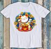 Maneki Neko Smiling Face Lucky Cat Funny Gift Tee T Shirt T1794