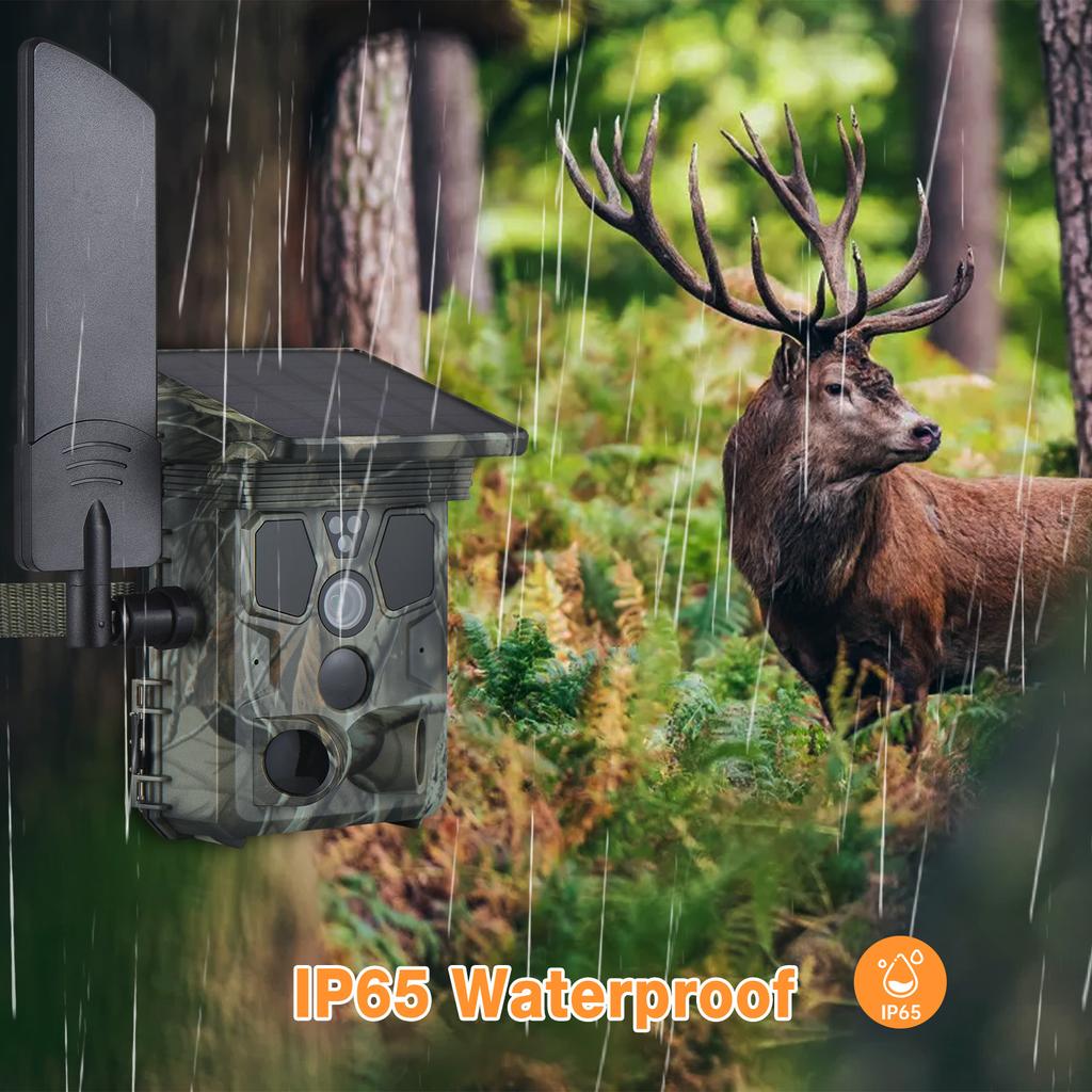 4G LTE Trail Camera Live Streaming 2K 30MP Night Vision 0.3s Trigger Time 120 degrees  Wide Sensor Hunting Camera