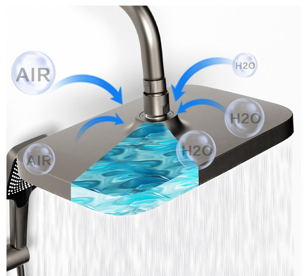 Piano Key Shower Set Wall Mounted Bathroom Faucet Luxury Warm and Cold Black Shower System Faucet