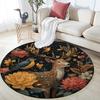 Deer in the Garden Round Area Rug,Carpet Rug for Living Room Bedroom Sofa Playroom Decor,Non-slip Floor Mat