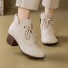 Soft Leather Cotton Boots Women's Winter Mother Shoes New Thick Heel Non-slip Versatile Warm Cheongsam Boots Fashion Short Boots