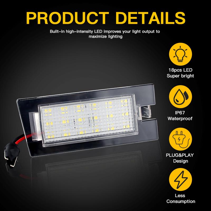 2pcs 68223864AB Canbus LED Number License Plate Light Lamp LED Car Tail Lamp for Jeep Cherokee KL 2014-2018 Auto Accessories