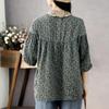 Spring Autumn Lace Patchwork Shirt Women Floral Print Shirt Ladies Loose Casual Vintage Long Sleeve Pullover Top