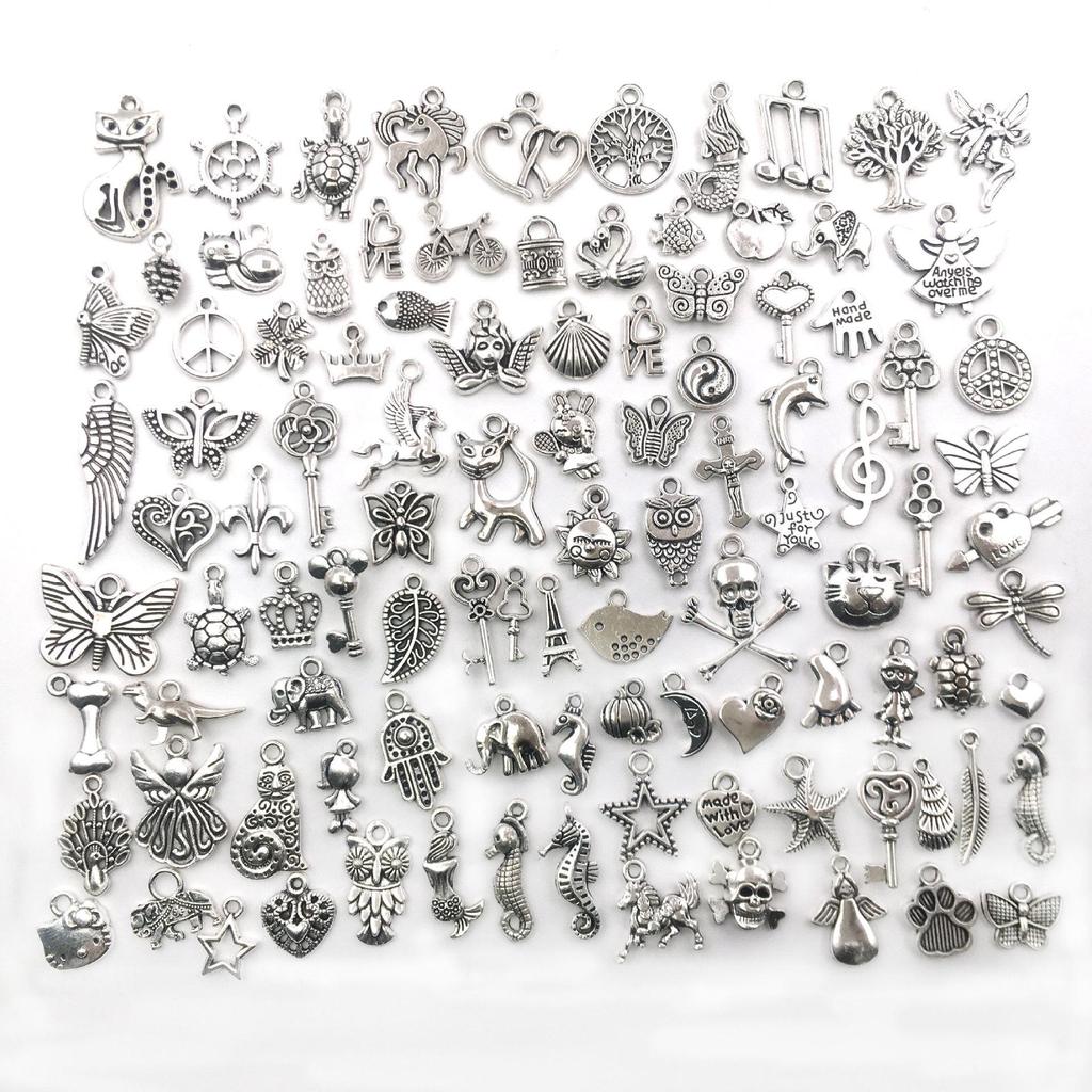 Tibetan Silver Charms: 100/300pcs for DIY Jewelry - Small Pendants for Bracelets & Necklaces, Alloy Accessories
