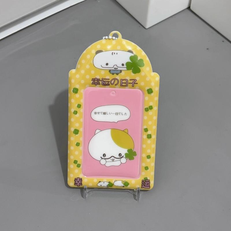 Kawaii Kanin PVC Fotoram för 3 tums Kpop Idol Kort Hållare Polaroid Fotokort Fickor ID-kort Skyddsfodral Väska Hänge