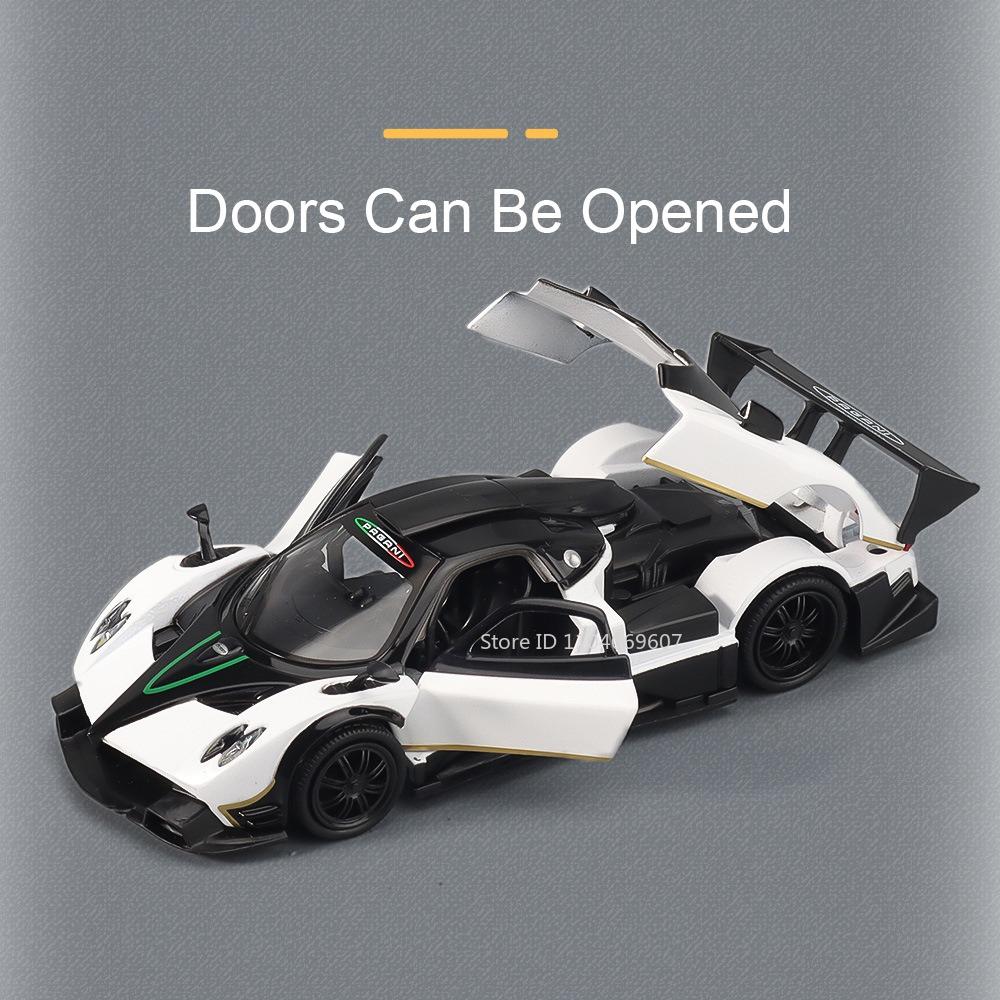 1:32 Pagani Zonda R Huayra Bc Sportwagen Spielzeugmodelle Legierung Druckguss Sound Licht Türen Öffnen Rückzieher Mini-Supersportwagen Für Jungen Geschenke