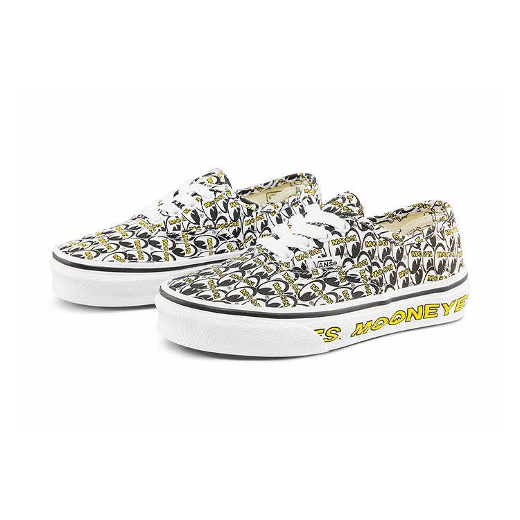 Mooneyes X Vans Authentic Casual Low Top Kids' Skateboarding Shoes Black White Yellow Children Aged 3 7 Years Old VN0A3UIVYB2