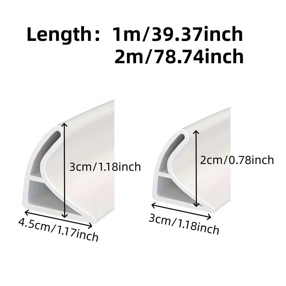 

Bathroom Silicone Bendable Water Retaining Strip Shower Water Barrier Highl for Kitchen Separation Shower Accessories 3cmX2cm&1M белый