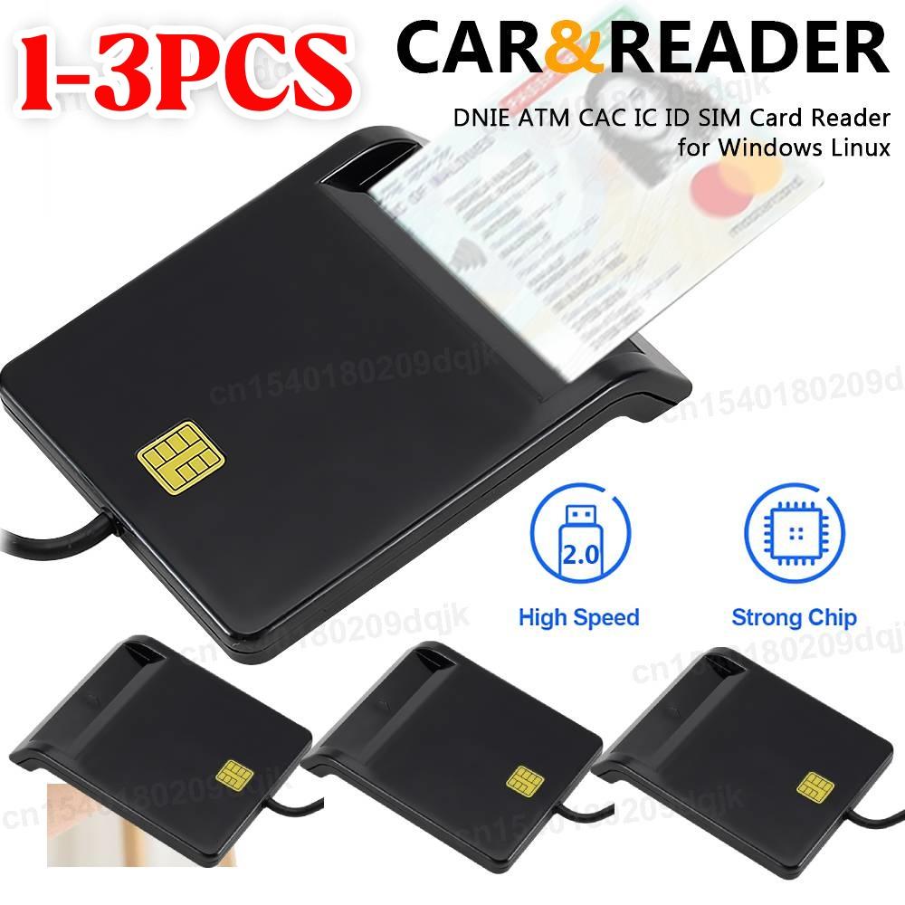 1-3Pcs USB 2.0 Smart Card Reader Portable Reliable Simplicity for DNIE ATM CAC IC ID SIM Card Cloner Connector Windows Linux