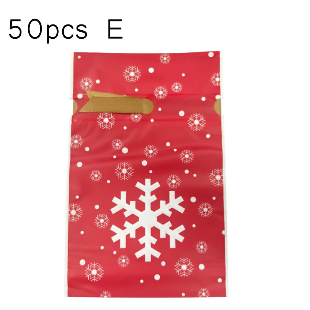 50pcs Christmas Candy Bags Santa Cookie Biscuit Packaging Bag  Home Gift Rebate Decoration For New Year Christmas Gifts
