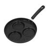 3 Cups Egg Hamburger Pan Metal Iron Heating Evenly Egg Cooker Pan with Comfortable Handle for