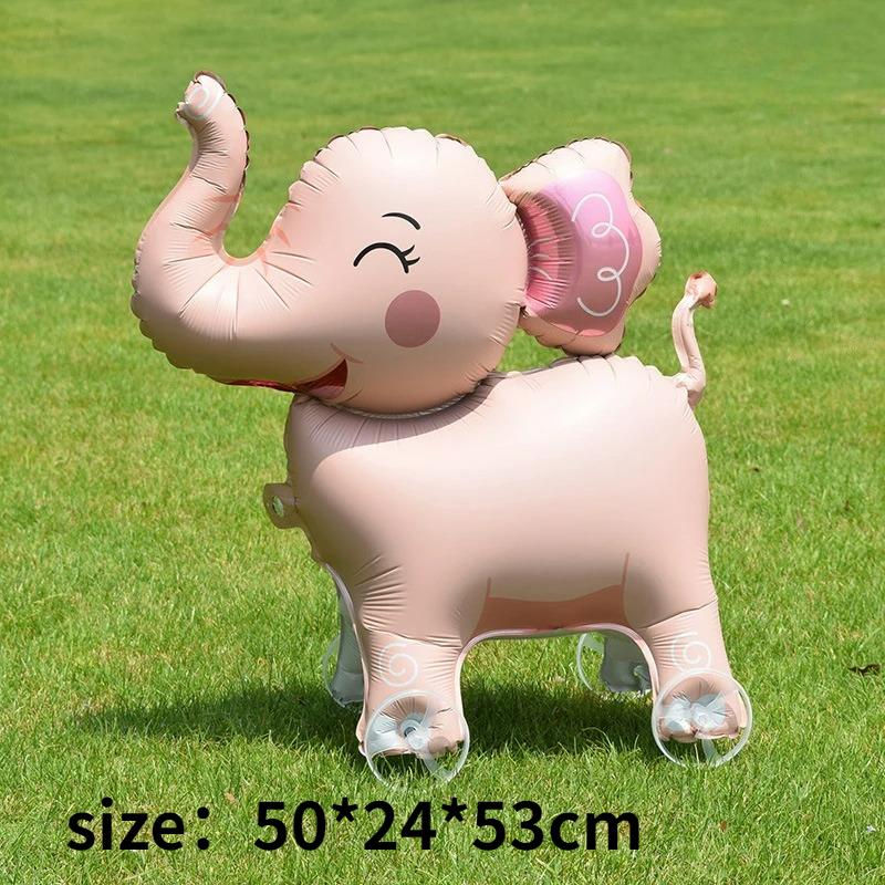 4D Dinosaur Dog Cat Standing Foil Balloons Animals Walking Balloon with Wheel for Kids Birthday Party Decoration Baby Shower