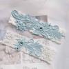 1 Pair Lace Garter Belt Sky Blue Elastic Romantic Skin Friendly Bridal Wedding Garter for Women Girls Party Sky