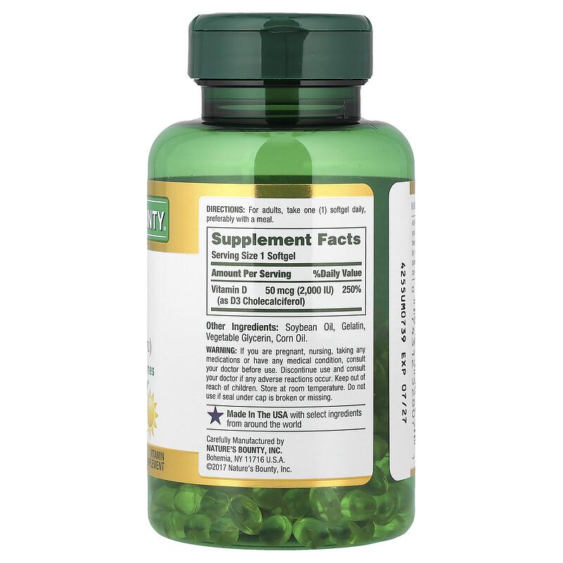 D3, 50 mcg (2,000 IU), 350 Rapid Release Softgels