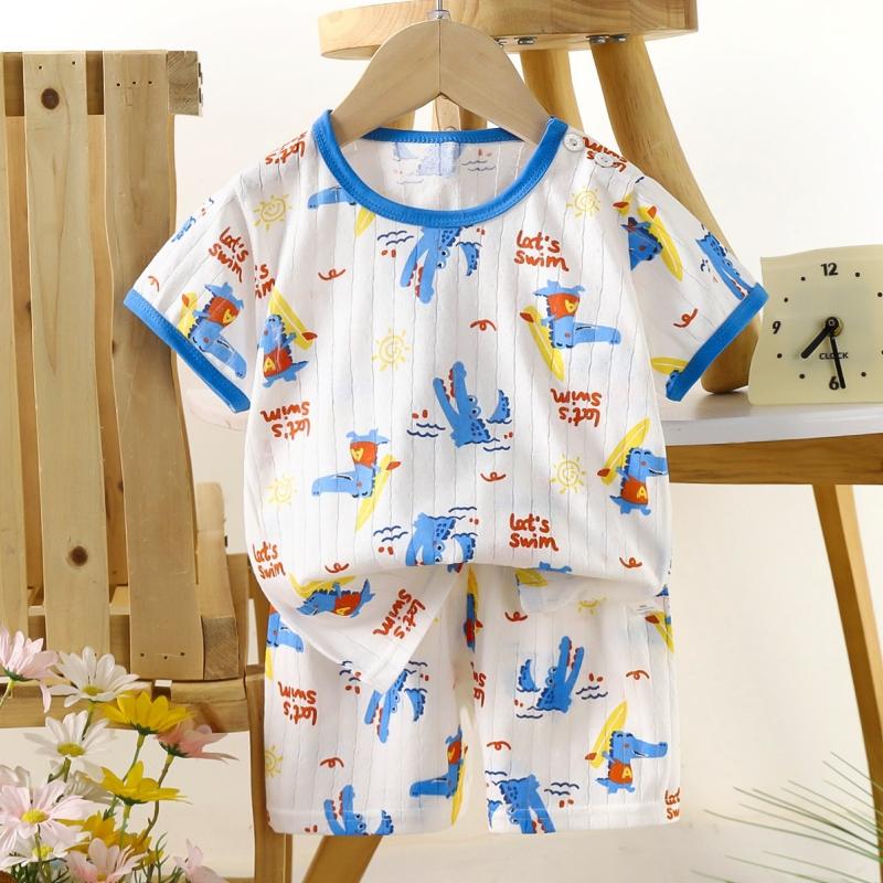2pcs/set Cotton Children Sets Kids Clothes Boys Girls T-shirt Shorts  Summer Short Sleeve Baby Clothing Toddler