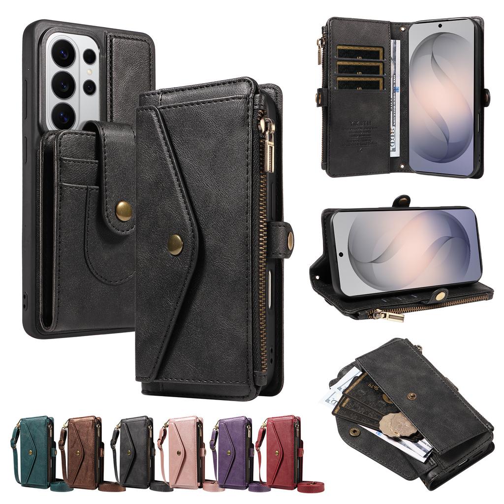 3 in 1 Detachable Cards Solt Flip Leather Case for Samsung S26 Ultra S25 S24 S23 A27 A17 A16 A26 for Magsafe Crossbody Bag Cover