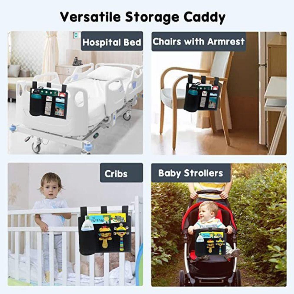 Multi-Pocket Storage Hanging Bag Nylon Bedside Storage Bag New Bed Rails Storage Bag