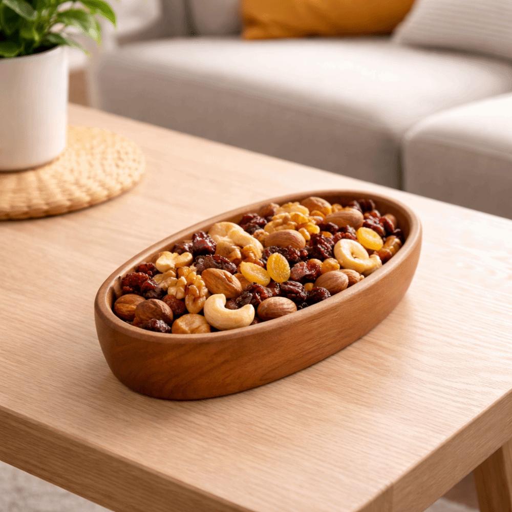 Japanese Style Wooden Bowl Anti-Spill Thickened Milk Tea Bowl Elevated Base Anti Scald High Foot Dessert Plate Dessert