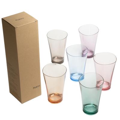 Plakira Unzerbrechliche Gläser, "Yuragi"-Stil, 6er-Set, 470 ml, Mikrowellen- und spülmaschinenfest, Hergestellt in Japan, Perfekt für Outdoor-Aktivitäten, Kinder und