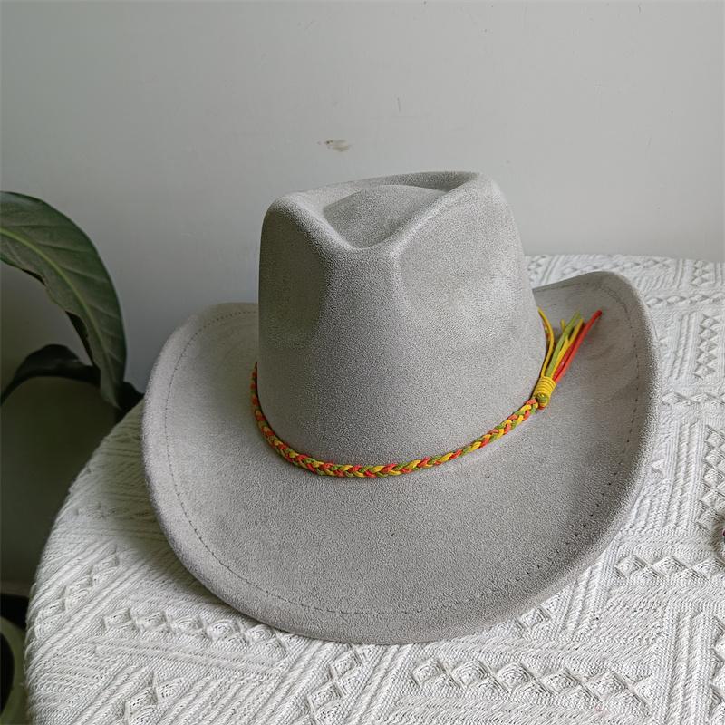 Cowboy Hat Suede Solid Color Men and Women Wide Brim Jazz Hat Outdoor Sun Hat Suitable for All Kinds of Parties Knigh