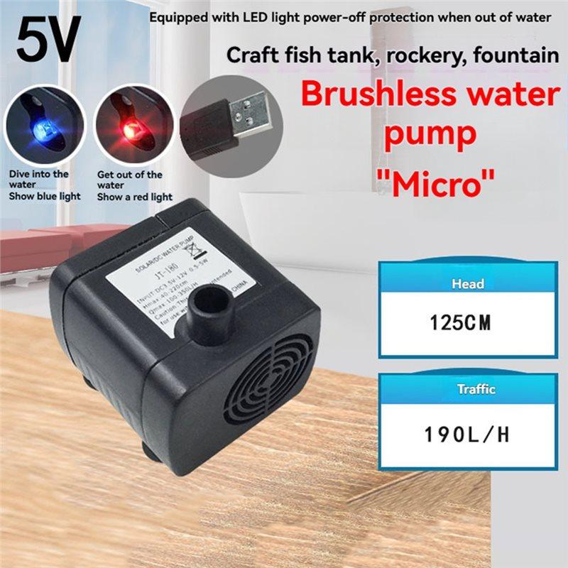 A03F-JT-180 DC 5V Für Solarbrunnen Fischbecken Mini DC Bürstenlose Tauchpumpe 190L/H Leise Wasserzirkulationspumpe