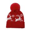 Autumn and winter wool hat, plush thickened warm ski hat, elk snowflake Christmas knitted hat children