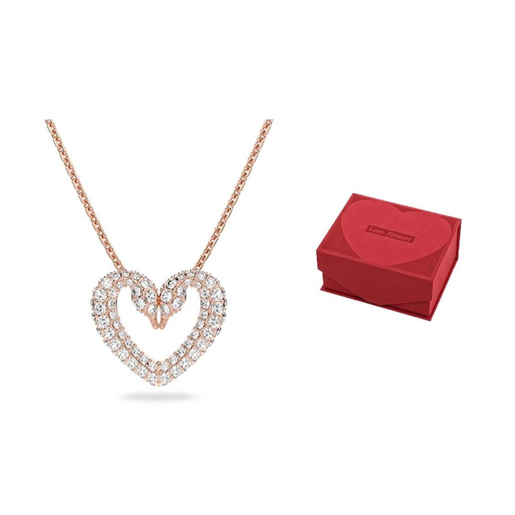 Swarovski Swan Heart Necklace Women Necklace Rose-Gold 5628657