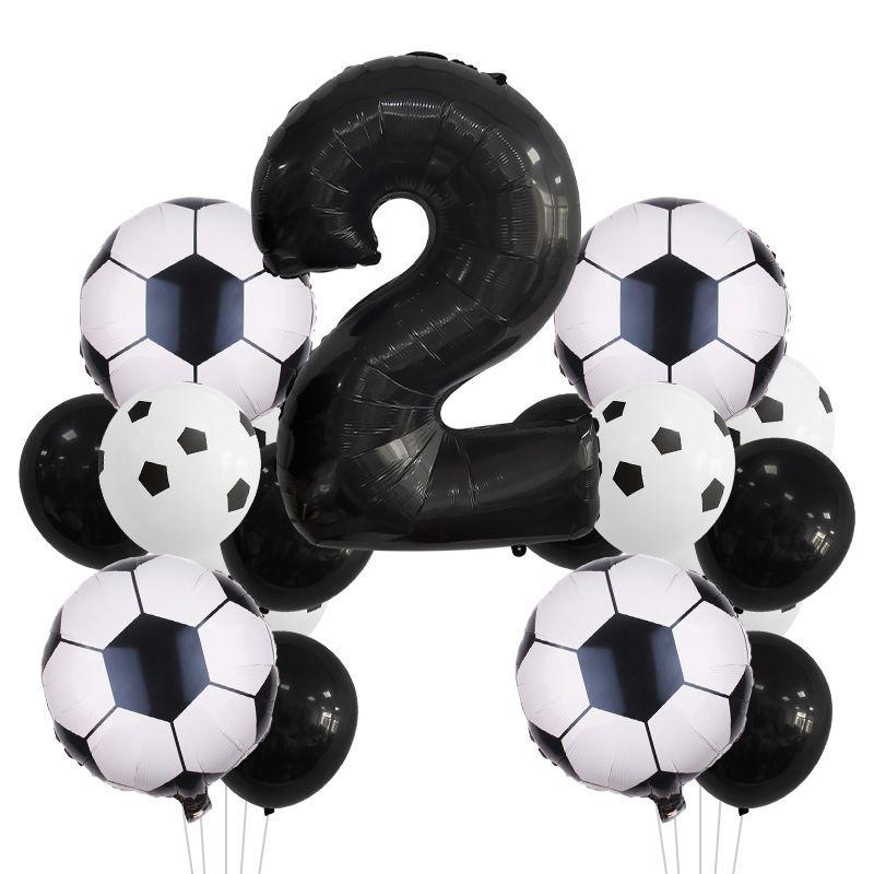 Football-themed Football Balloons - Set for Birthday Party Decoration Scene - Aluminum Film Balloon Set