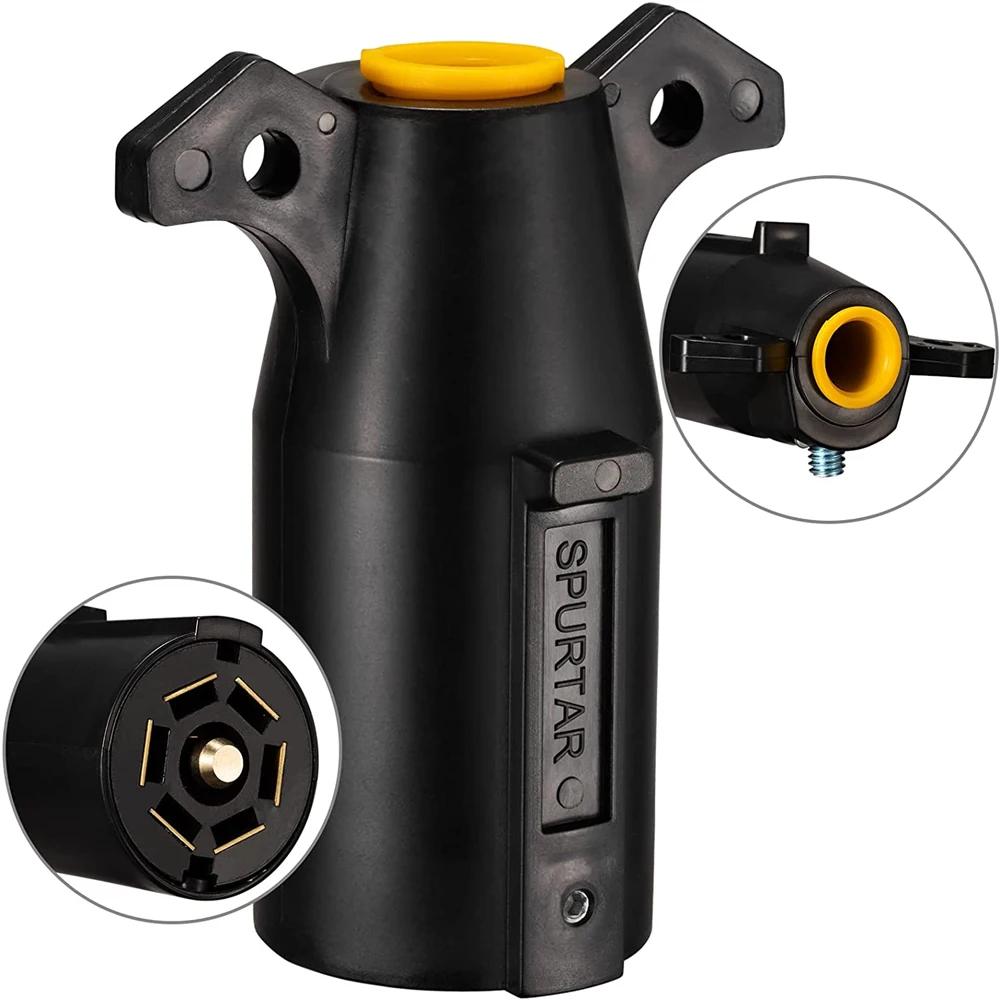 

Американский стиль 7-контактный 7-контактный разъем-адаптер с круглым гнездом и лезвиями для буксировки прицепа 12 В 7-контактный адаптер для прицепа, дома на колесах, яхты чёрный