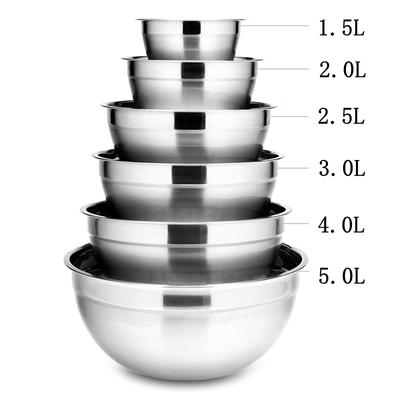 Conjunto de 6 tigelas de aço inoxidável com capacidade de 1,5-5L, tigelas de mistura para cozinha, tigelas para salada, recipiente para armazenamento de alimentos e vegetais
