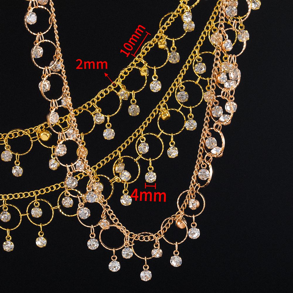 50CM Transparent Crystal Round Charm 10mm Circle Tassel Beaded Copper Short Waist Chains Necklace Bracelet DIY Jewelry Making