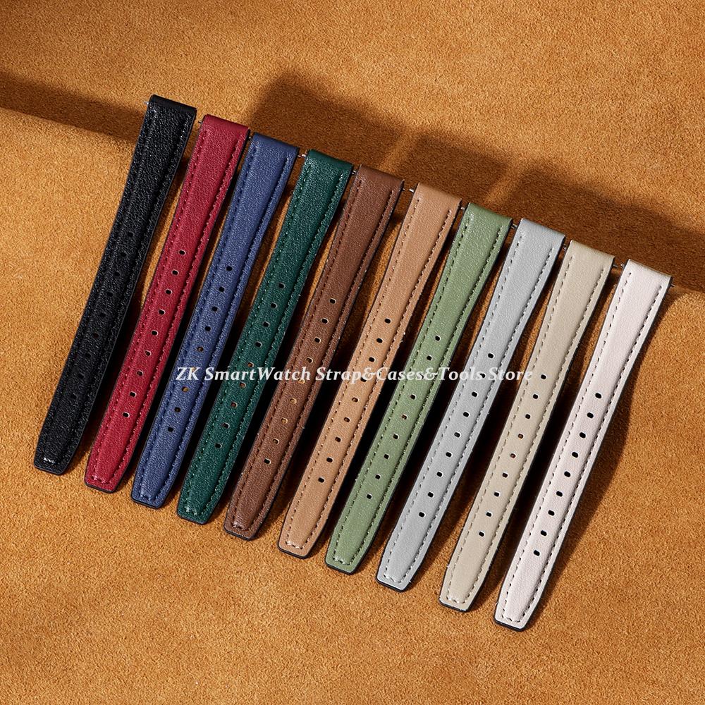 Leather Watch Strap 10mm 12mm 14mm 16mm for Men Women Universal Soft Wrist Band Ultra Thin Bracelet Pin Clasp Watch Accessories