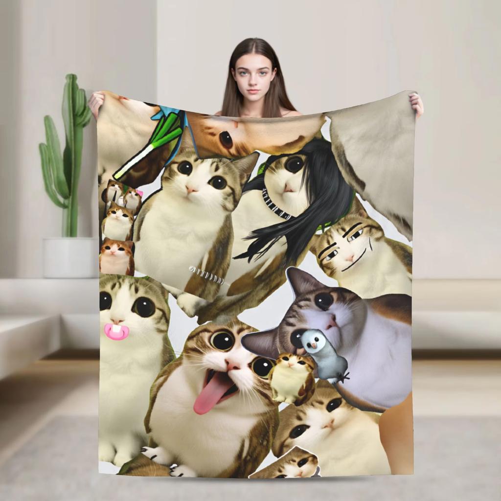 Meowl Cat Owl Winter Forest Flannel Throw Blanket Ultra Soft Plush For Adults Kids Living Room Quality Bedspread