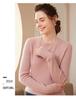Women's Slim Fit Cashmere Striped Knit Pullover - Round Neck, Long Sleeve, Autumn/Winter Base Layer Sweater