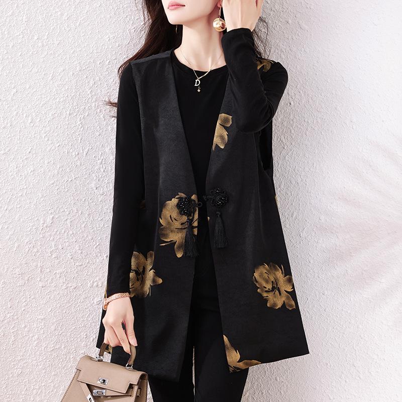 Women s Plus Size Chinese Style Frog Button Wide-Leg Vest Coat - Spring 2026 Collection 3XL