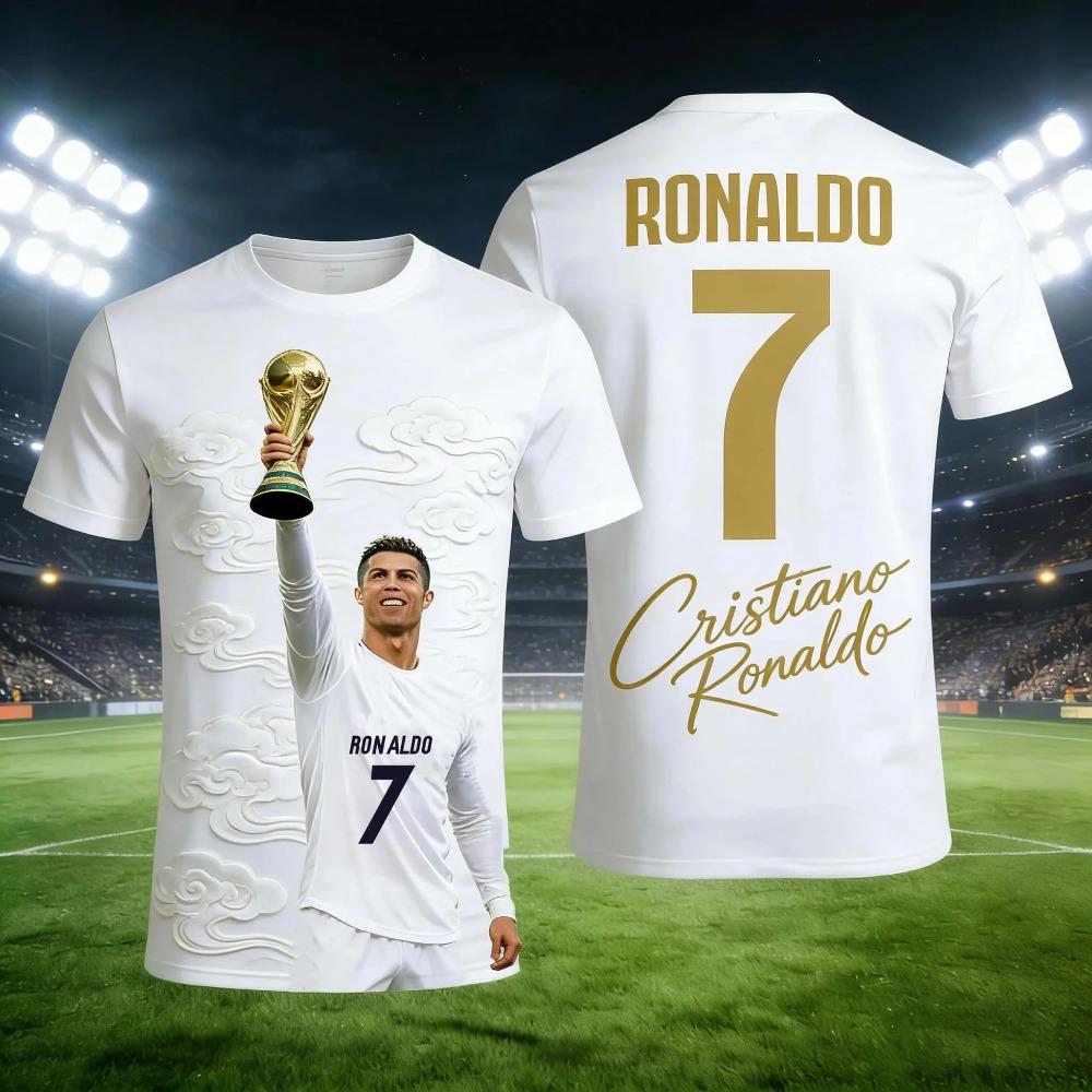 Ronaldo's Summer 3D-printed Comfortable and Loose T-shirt Specially Designed for Football Jerseys