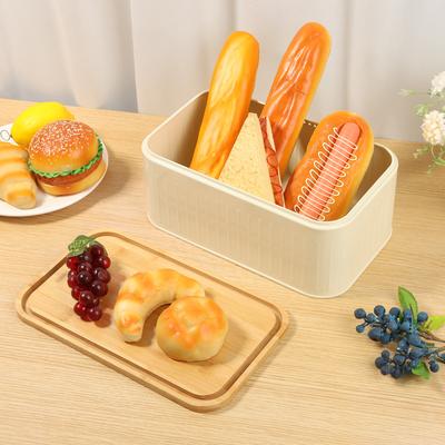 Caixa de Pão de Metal com Furos de Ventilação Armazenamento de Pão Recipiente de Cozinha com Tampa de Bambu Quadrada Fluxo de Ar Conservação