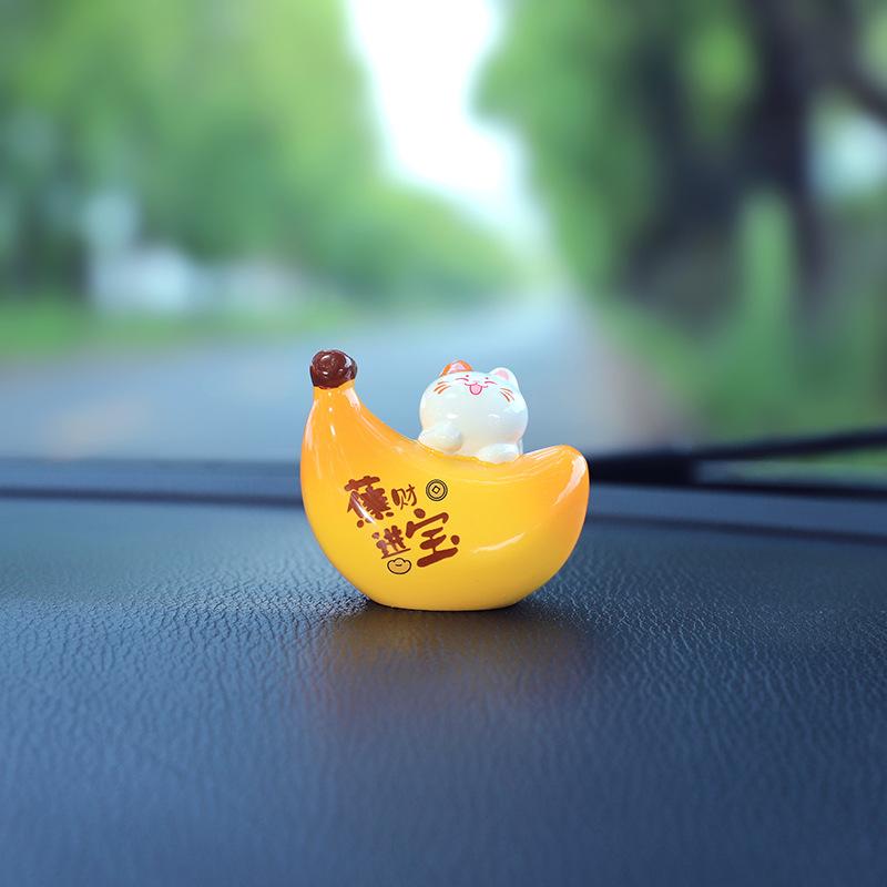 Mini Fruit Cat Car Decoration Set - Creative Interior Console Cartoon - Truly Cute Car Decoration Item
